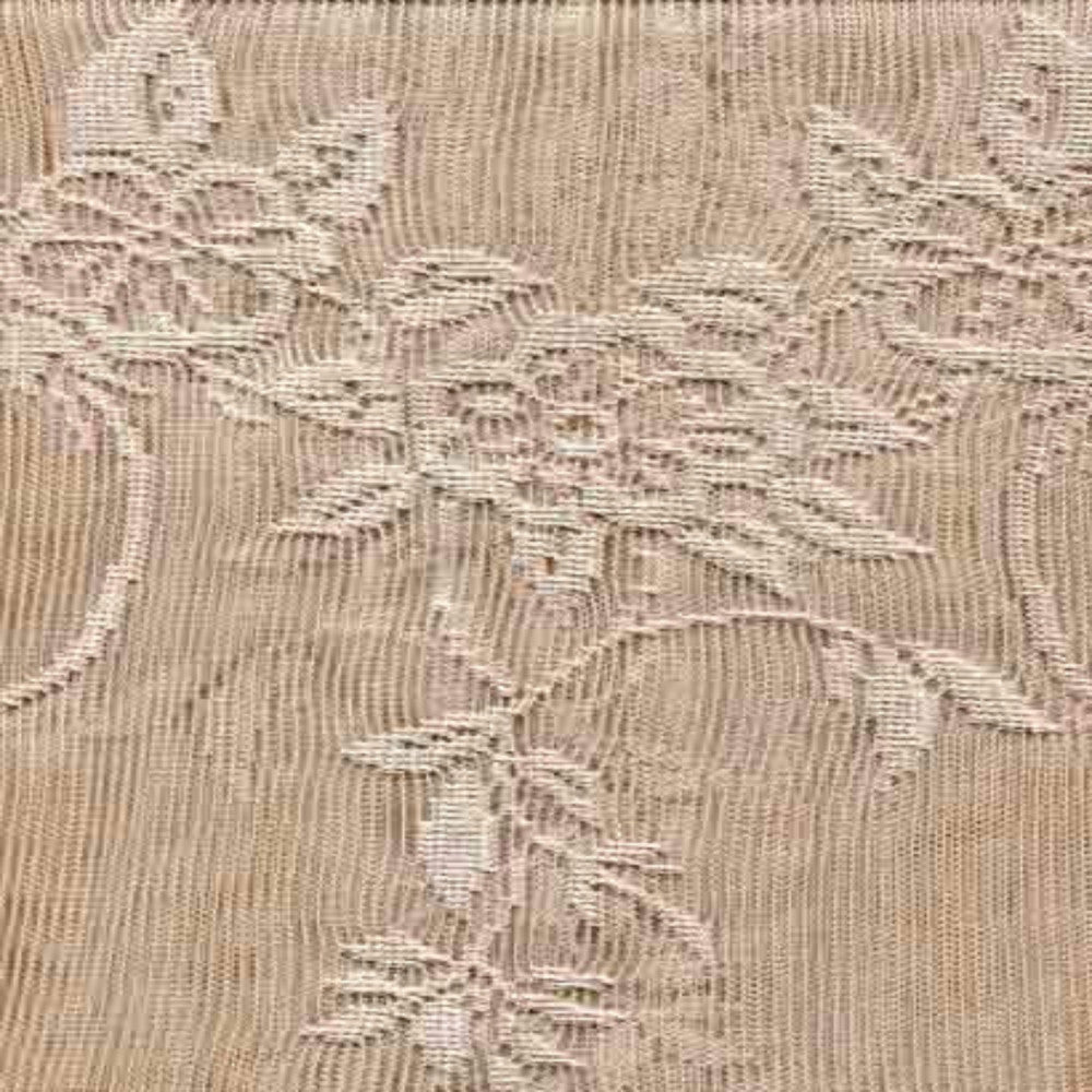 Closeup of Linen Carly Lace Panel with attached Valance of fabric