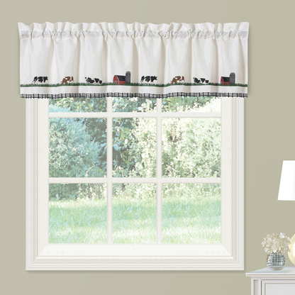 Cows Embroidered Tier, Valance and Swag Curtains