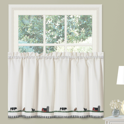 Cows Embroidered Tier, Valance and Swag Curtains