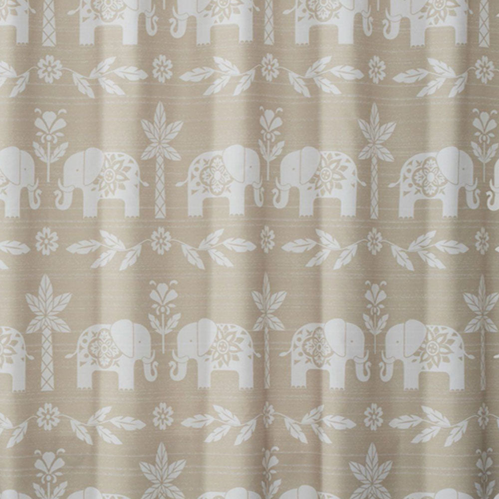 Close up shot of Natural Elephant Walk Fabric Shower Curtain fabric