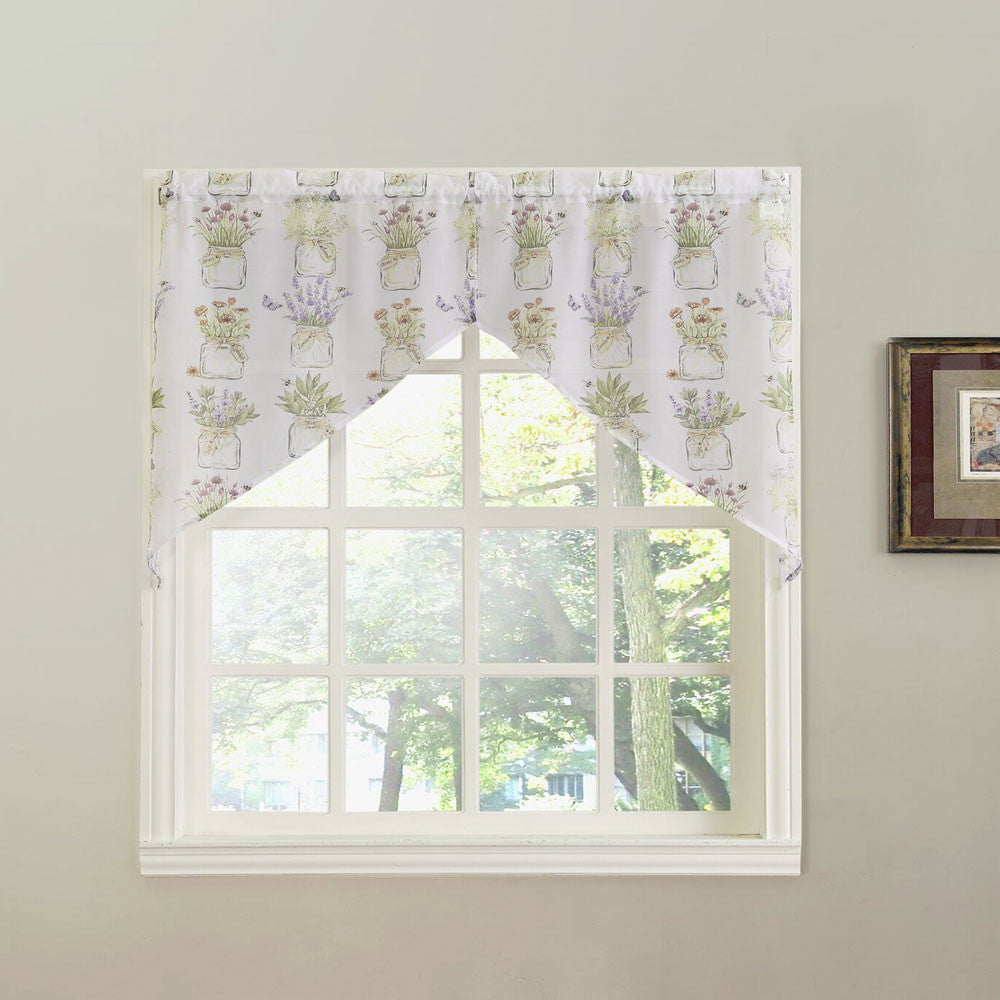 Eve's Garden Sheer Kitchen Tiers and Valance