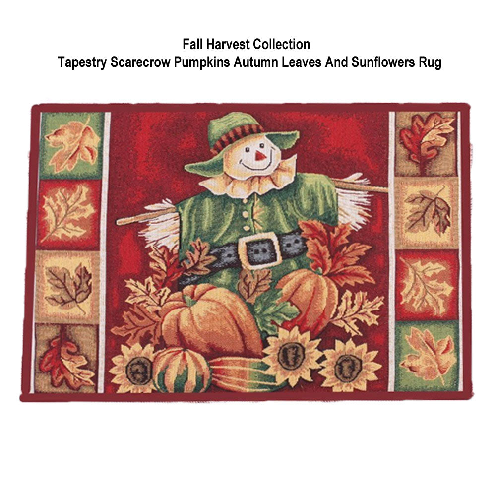 Fall-Collection-Tapestry-Rug-Scarecrow-Pumpkins-Autumn-Leaves-And-Sunflowers
