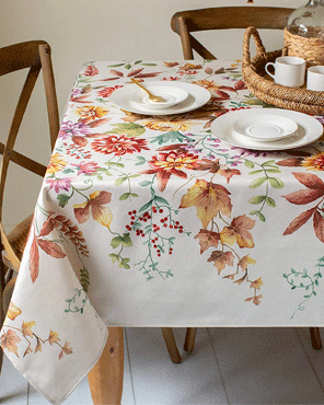 Fall Blossoms Fabric Tablecloth