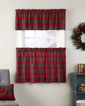 Fireside Plaid Kitchen Tiers and Valance