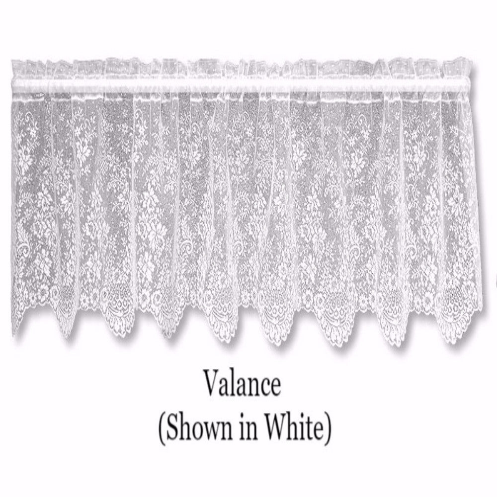 Closeup of White Floret Lace Valance