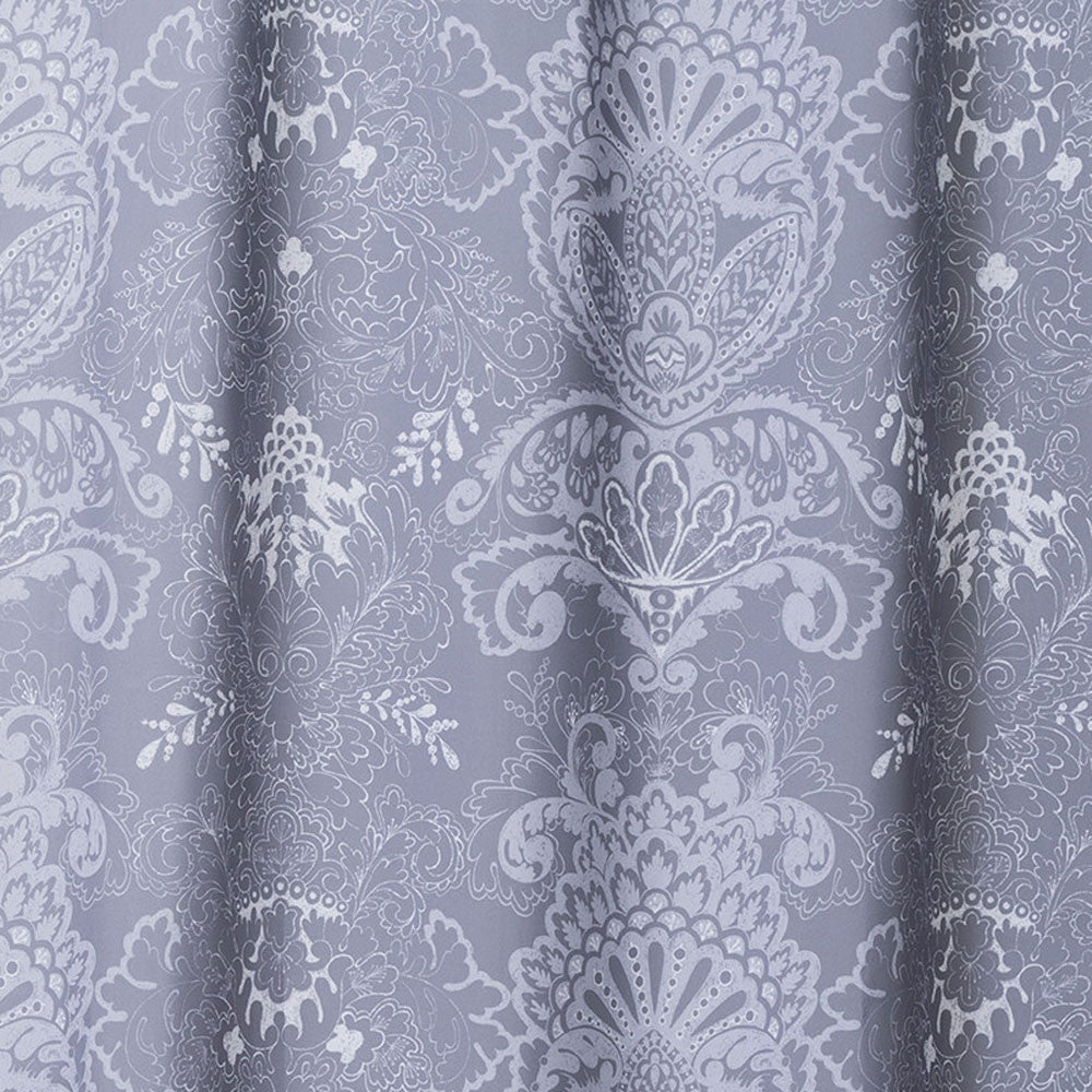 Close up shot of Blue Gallerie Collection Cherie Fabric Shower Curtain fabric
