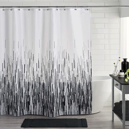 Grayscale Rain Fabric Shower Curtain