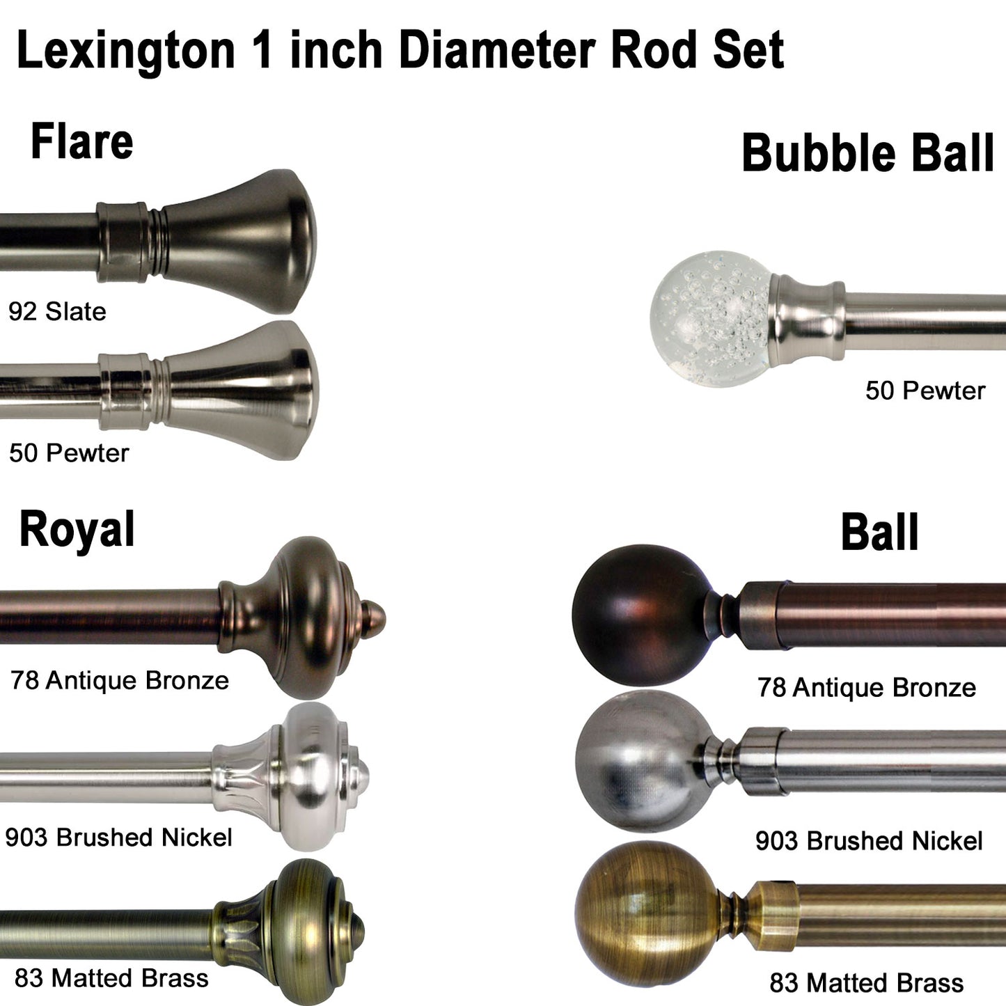 Lexington 1 inch Diameter Rod Set