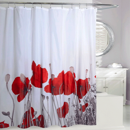 Poppy Fields Fabric Shower Curtain