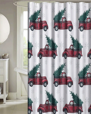 Shimmer Trucks Fabric Shower Curtain