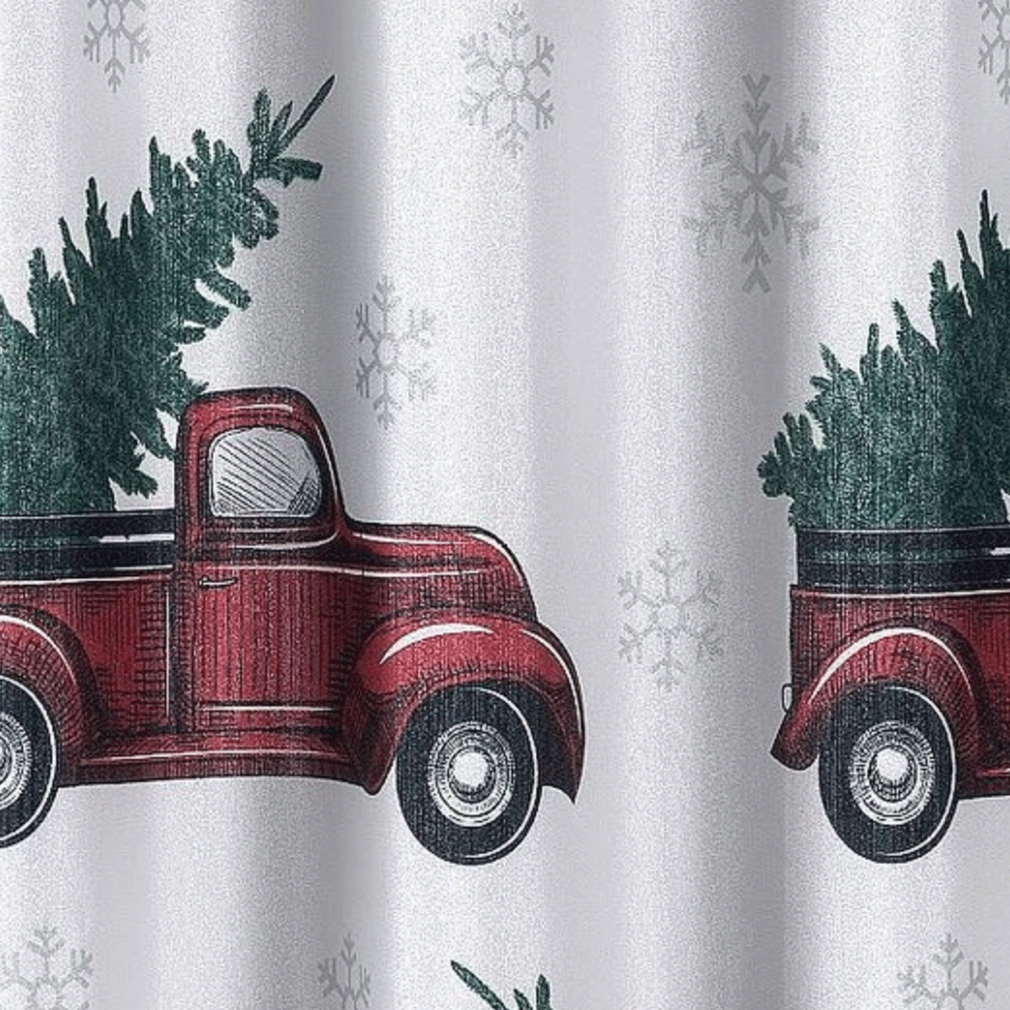 Shimmer Trucks Fabric Shower Curtain