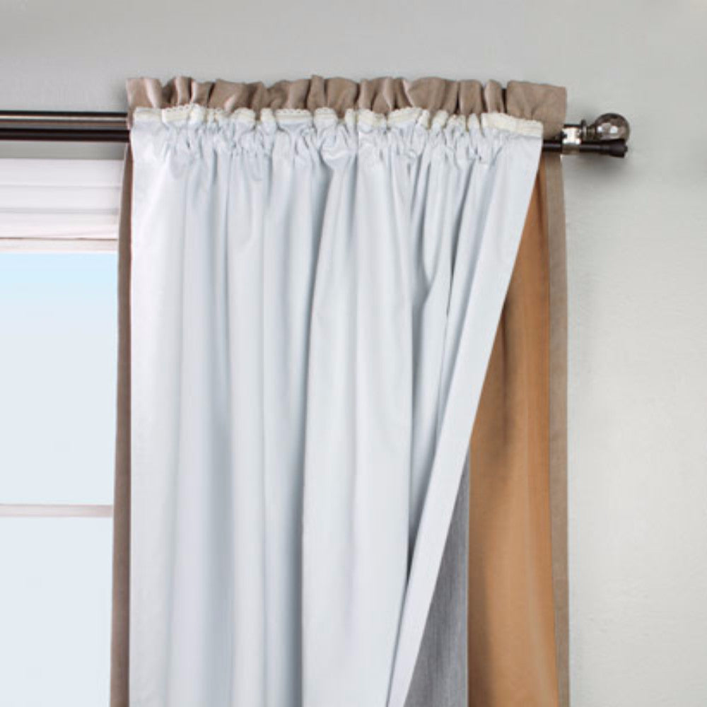 Thermalogic Multi Purpose Ultimate Tab Top Liner hanging with a rod pocket curtain