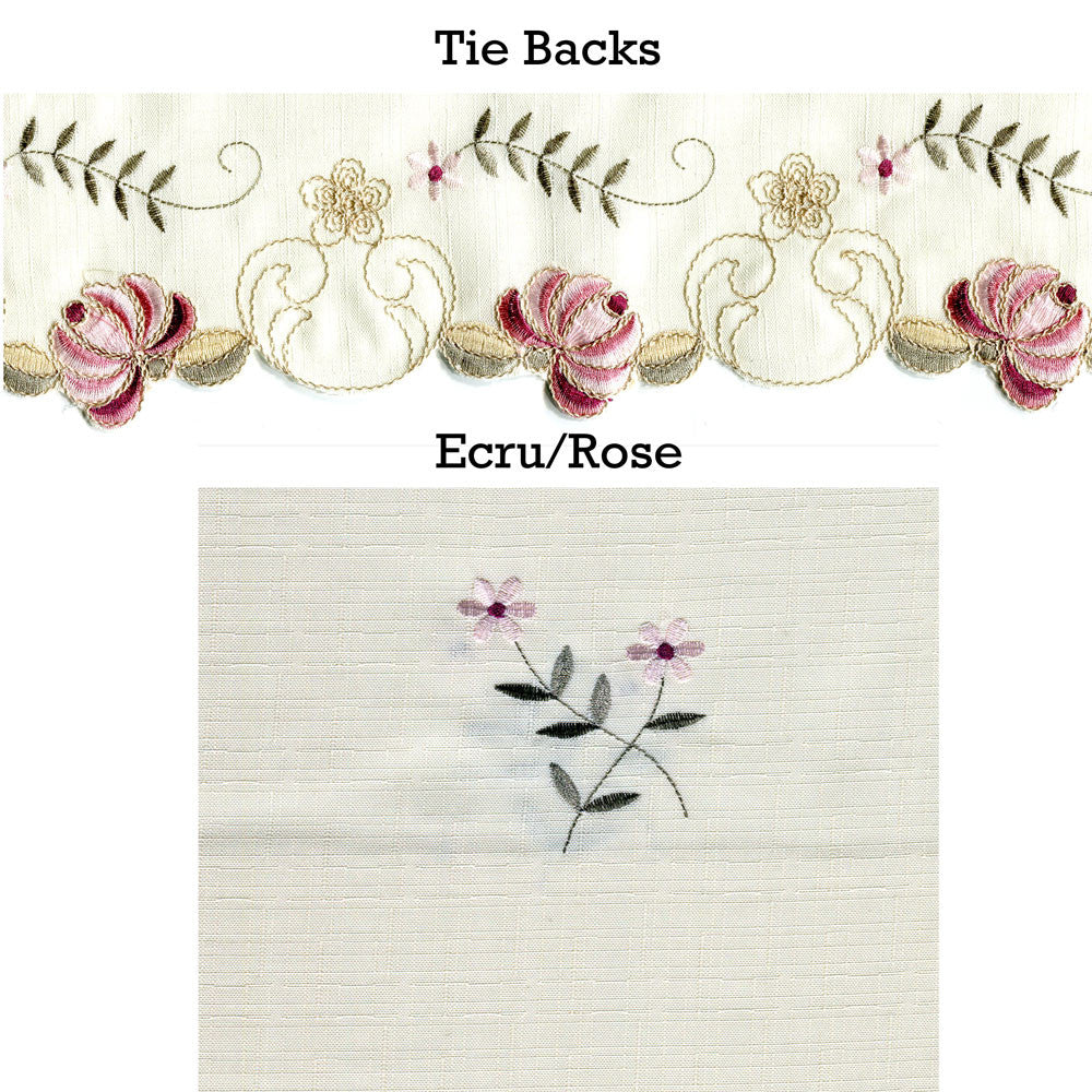 Verona Embroidered Panel Pairs with Tie Backs